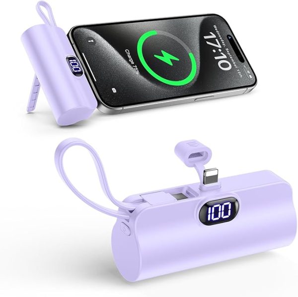 2 In 1, 5000 mAh Power Bank Usb To Type C Cable Two-way Battery Charger With Mobile Holder