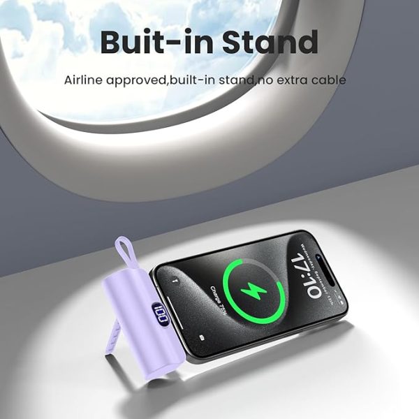 2 In 1, 5000 mAh Power Bank Usb To Type C Cable Two-way Battery Charger With Mobile Holder