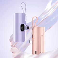 2 In 1, 5000 mAh Power Bank Usb To Type C Cable Two-way Battery Charger With Mobile Holder