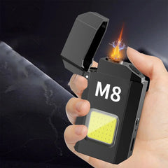 Cob Led Flahlight Dual Arc Pulse Flameless Lighter Type C Rechargeable