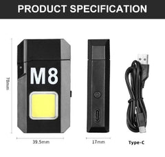 Cob Led Flahlight Dual Arc Pulse Flameless Lighter Type C Rechargeable