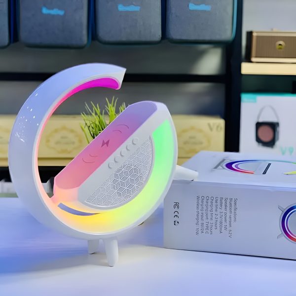 G Shaped Rgb Light Table Lamp, Bluetooth Speaker, Wireless Charging
